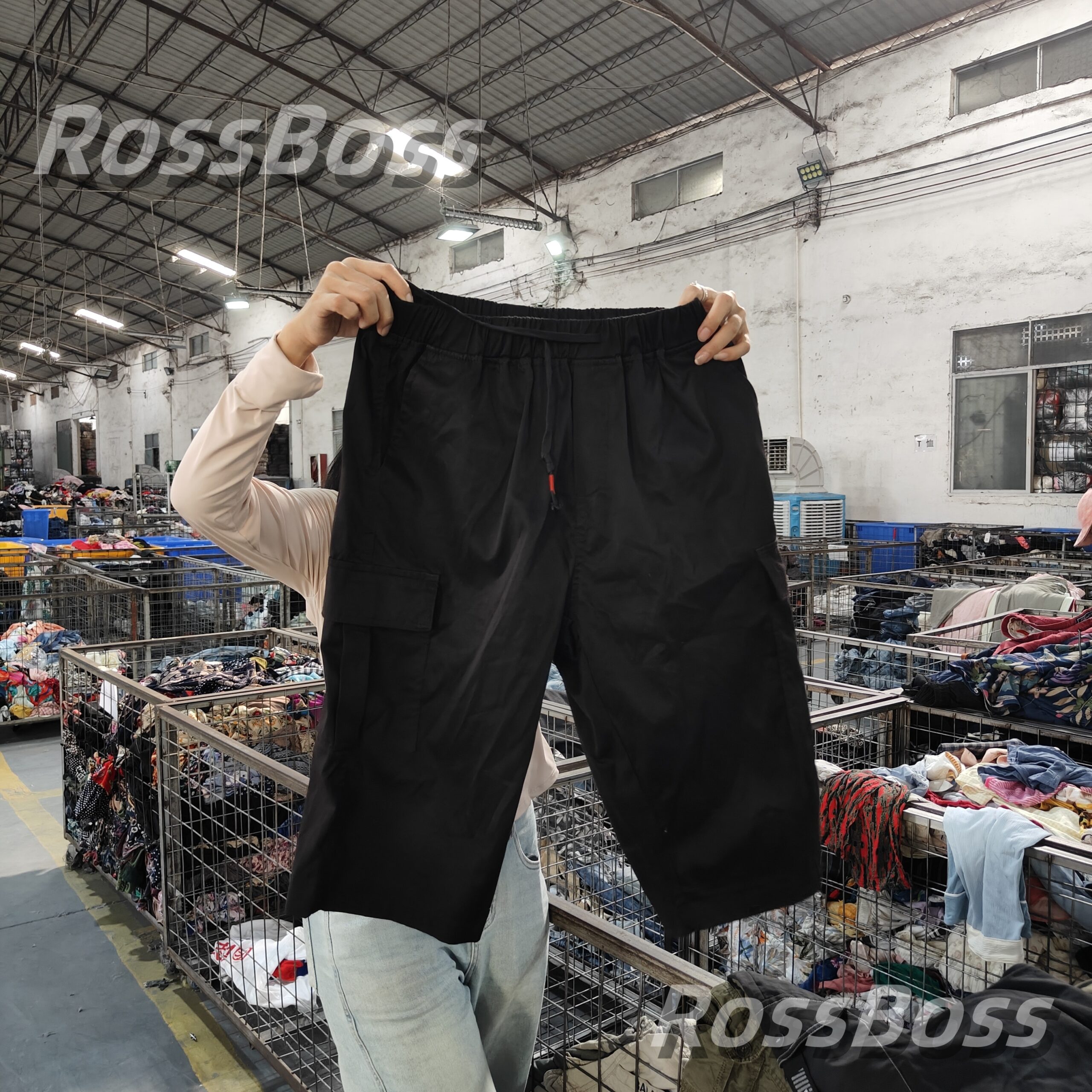 Black cargo pants with multiple pockets
